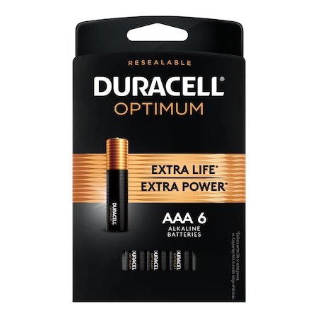 Duracell Optimum Extra Life Battery AAA Alkaline Battery, 6 PK